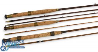 Hardy Alnwick greenheart trout fly rod No A 35588, brass reel fittings and collars, twist lock