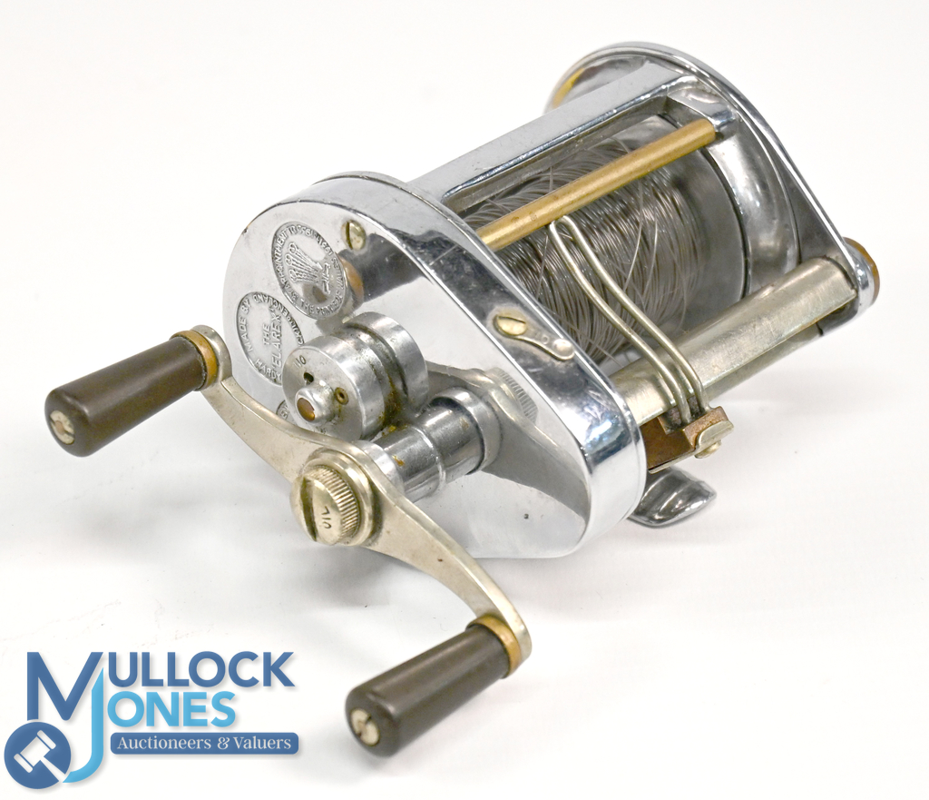 Hardy Bros "The Elarex" alloy bait casting reel, twin tapered handles, side tensioner, on/off check, - Image 2 of 3