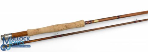 Partridge England split cane trout fly rod, 10ft 2pc alloy uplocking reel seat and collar, lined