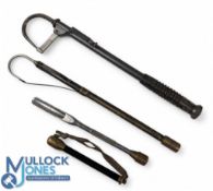 Four Fishing Gaffs and Priest, both telescopic gaffs made in England, and 2 priests, one having a