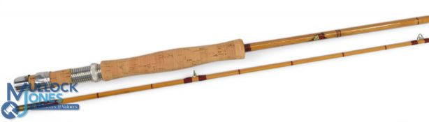 Sydney Jarvis Astwood Bank, Redditch, split cane trout fly rod, 9ft 2pc line 7/8, alloy down locking