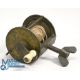 Early 19th century brass spike winch fly reel with sliding pillar stop, 1 ¾" dia spool, 1 ¾" - Image 1 of 4