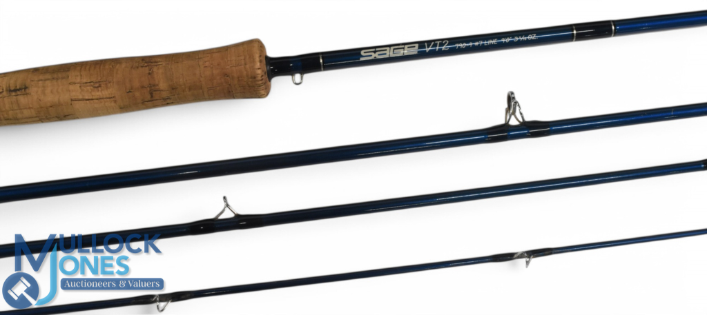 Sage USA VGT2 carbon 3 9/16 oz trout fly rod 790-4: 9ft 4pc line 7#, alloy double uplocking reel - Image 3 of 3