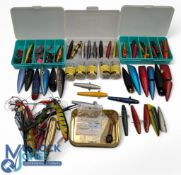 Fishing Tackle lures, Spinners, Plugs, Devon minnows, Sutherland special lures, spare swivels,