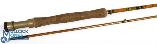 Allcocks Colonel split cane trout fly rod 9ft 2pc alloy screw button reel seat and collar, red agate