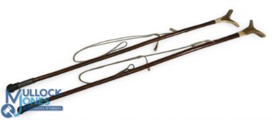 Pair of Wading Staffs Sticks, both with antler tops and rope fittings, well made