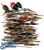 Box of approximately 20 vintage 7 traditional floats, including cork, quill, balsa, celluloid