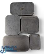 Hardy by Wheatley alloy clip fly box with various salmon flies, some distressed, Wheatley dry fly