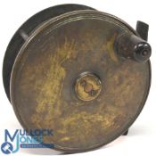 Hardy Bros brass plate wind salmon fly reel, 4 ½