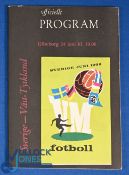 1958 World Cup semi/final match programme Sweden v West Germany in Gothenburg 24 June 1958; good. (