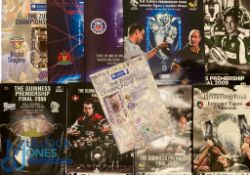 2001-2010 Premiership Play-off Final Rugby Programmes (10): Many sponsors - Zurich, Guinness, Aviva,
