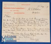 1917 Unique and original Manchester United Football Club memorandum letter headed printed paper with