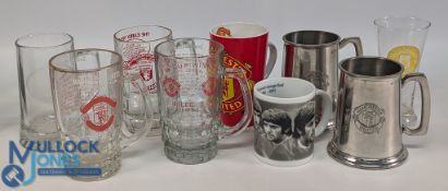 Manchester United Tankards, Mugs and Cup: a selection of 2 pewter tankards, 1986-2006 20 years
