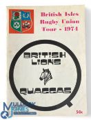 1974 British & I Lions v the Quaggas Rugby Programme: Another big bold example from Ellis Park,