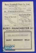 1945/46 Bury v Manchester Utd league match 4 page programme 23 February 1946; team changes,