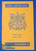1955/56 Leeds Utd v Manchester Utd friendly match programme 28 January 1956; fair/good. (1) NB: