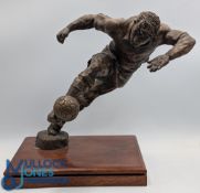 Limited edition Resin Footballer Figure by Frederick Kail, on wooden plinth signed to base No 19/