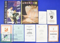Mostly English Connection Rugby Programmes (9): v NZ Maori 82, Eng/Wal v Scot/Ire with letters