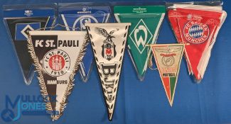 European Football pennants, Beneficial / Portugal, Besiktas, Hamberg, Weder Bremen, FC Schalke, FC