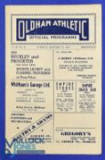 1953/54 Oldham Athletic v Ipswich Town FAC replay match programme at Boundary Park Tuesday 12