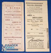 1948/49 Ards v Linfield 5 May 1949 (fold out type), 1949/50 Ards v Distillery 27 August 1949 (fold