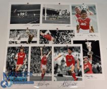Nine Highbury Heros Signed Football Photographs, to include: Sammy Nelson signed 16x12 colourised