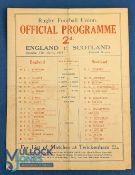 1930 England v Scotland Rugby Programme: Grubby fold to front teams page but otherwise very