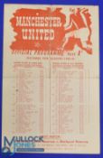 1946/47 Manchester Utd reserves v Leeds Utd Central League match programme, single sheet, 4 April