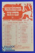 Scarce 1945/46 Manchester Utd v Rochdale Lancashire Cup match single sheet programme 5 September