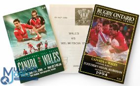 1990-2005 Wales Rugby Programmes Overseas (3): Scarcer 1990 v Welwitscia (Namibia); 1994 & 2005 v