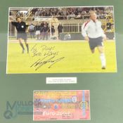 Euro 2004 Qualifier Macedonia v England signed photograph with ticket by Wayne Rooney dedicated to