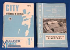 Manchester City home match programmes to include 1966/67 complete league season (21) plus FAC