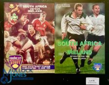 1998 S Africa v Ireland Test Rugby Programmes (2): Packed A5 issues from Bloemfontein & Pretoria.