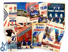 2003-2020 France v England Rugby Programmes (9): 2003, 2007 & 2015 RWC August warm-ups; plus 2010 to