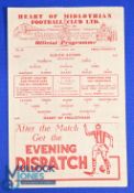 1948/49 Heart of Midlothian v Albion Rovers Div. A match programme 2nd April 1949 at Tynecastle;