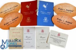 1953-60s Welsh International Rugby Dinner Menus etc (9): 1953 Scot v Wales; 1958 Wales v France;