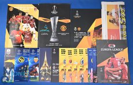 Selection of Manchester Utd European away match programmes to include 2018/19 Champions League BSC