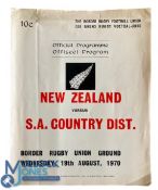 1970 NZ tour to S Africa Rugby Programme v SA Country Districts: Very large format but just 8pp