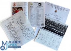 Autographed Rugby Items (4): Wales v NZ programme 1989 signed by 8 All Blacks; two facsimile sheets,