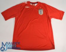 England International 2006 away football shirt Umbro, one star above badge, in red, short sleeve,