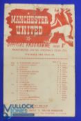 War time 1943/1944 scarce Manchester Utd v Wrexham League match programme 11 December 1943, single