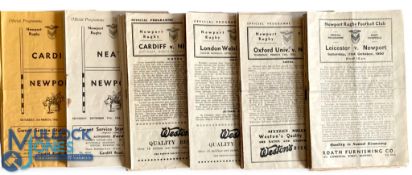 Oct 1950-April 1956 Newport Home Rugby Programmes (43): Good collection from the early 1950s,
