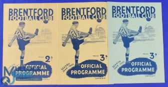 Selection of Brentford home match programmes 1946/47 Charlton Athletic, 1948/49 Sheffield Wednesday,