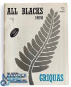 1970 NZ tour to S Africa Rugby Programme v Griquas: Fine, clean, thoroughly detailed example from