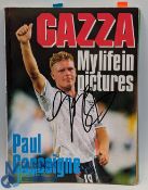 Gazza My Life in Pictures, signed book with signature to front cover of Paul Gascoigne, page 18