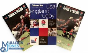 2001 England Rugby Programmes in Canada & the USA (3): Both tests issues v Canada and the USA at San