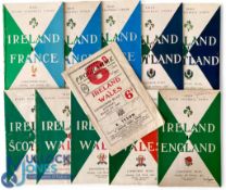 1952-1960 Ireland Home Rugby Programmes (11): v Wales 52 & 56-60 inc; England 57; France 55-59 inc &
