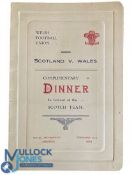 Scarce 1929 Wales v Scotland Rugby Dinner Menu: Neat clean crisp traditional 4pp embossed card