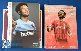 2019/20 Manchester Utd Premier league away match programmes v WHU, Manchester City, Watford,