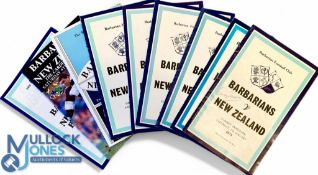 Barbarians v New Zealand Rugby Programmes (9): 1954, 1963, 1967, 1973 signed by Carwyn James,